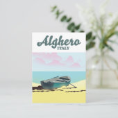 Alghero Italien Vintage Reiseplakat Postkarte (Stehend Vorderseite)