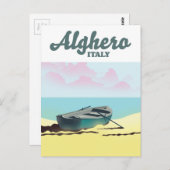 Alghero Italien Vintage Reiseplakat Postkarte (Vorne/Hinten)