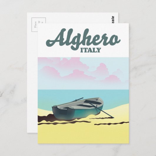 Alghero Italien Vintage Reiseplakat Postkarte (Vorne/Hinten)
