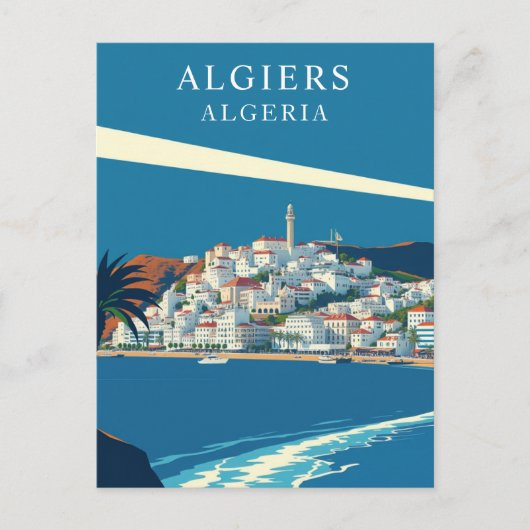 Algier, Algerien, Retro Art Postkarte (Vorderseite)