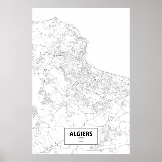 Algier, Algerien (schwarz auf weiß) Poster (Vorne)