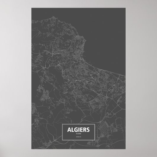 Algier, Algerien (weiß auf schwarz) Poster (Vorne)