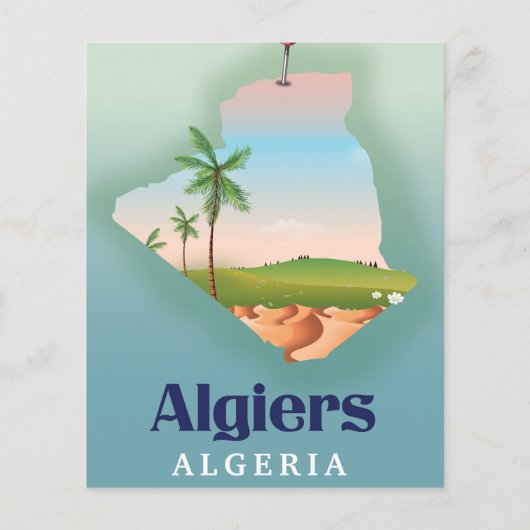 Algiers algerisches Fahrplakat (Rückseite)