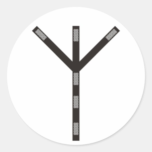 Algiz Rune Schutz Runder Aufkleber (Vorderseite)