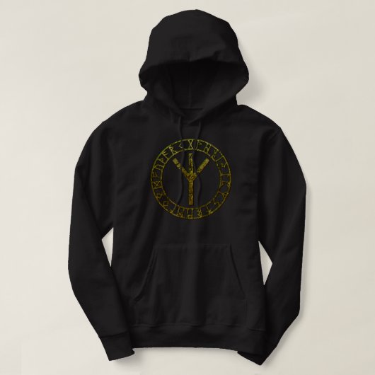Algiz Vikings Runes Norse Elhaz Odin Thor Vegvisir Hoodie (Design vorne)