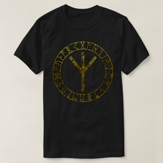 Algiz Vikings Runes Norse Elhaz Odin Thor Vegvisir T-Shirt (Design vorne)