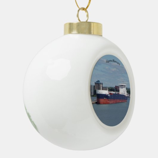 Algoma Harvester Ball oder Schneeflocke Keramik Kugel-Ornament (Links)