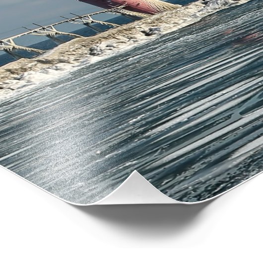 Algoma Wisconsin Leuchtturm im Winter Fotodruck (Ecke)