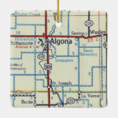 Algona IA Vintage Karte Keramikornament (Rückseite)