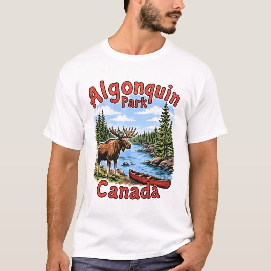 Algonquin-Park Kanada Elch Landschaft T-Shirt (Vorderseite)