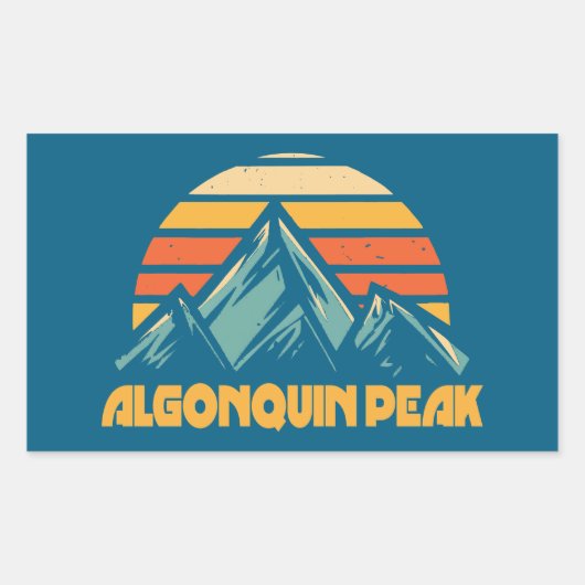 Algonquin Peak Retro Türkis Rechteckiger Aufkleber (Vorderseite)