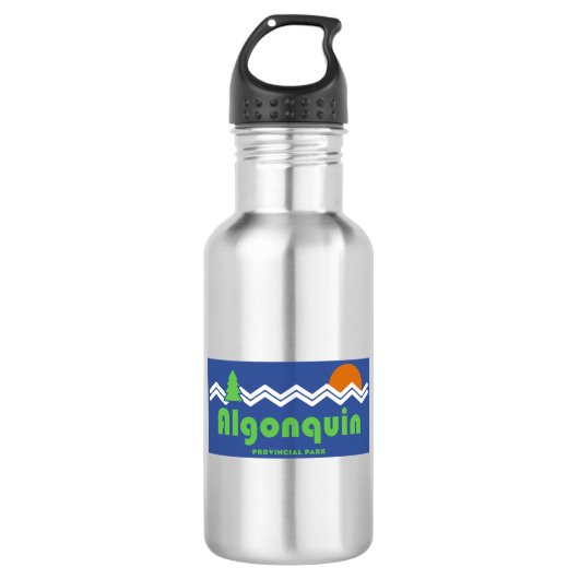 Algonquin Provincial Park Retro Edelstahlflasche (Vorderseite)