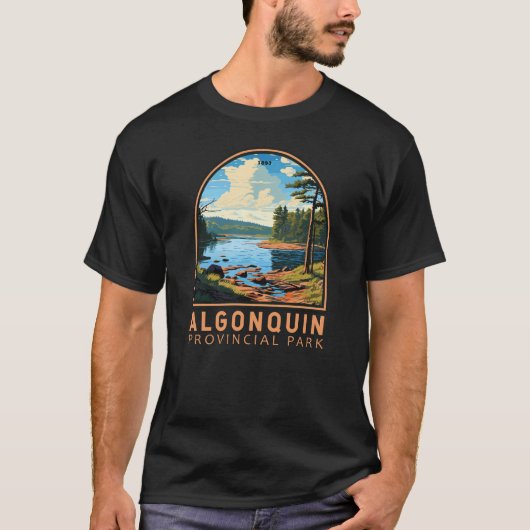 Algonquin Provinzpark Reisen Abzeichen T-Shirt (Vorderseite)