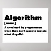 Algorithm Funny Dictionary Definition Programmer Poster (Vorne)