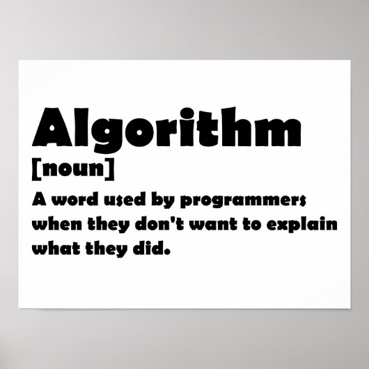 Algorithm Funny Dictionary Definition Programmer Poster (Vorne)