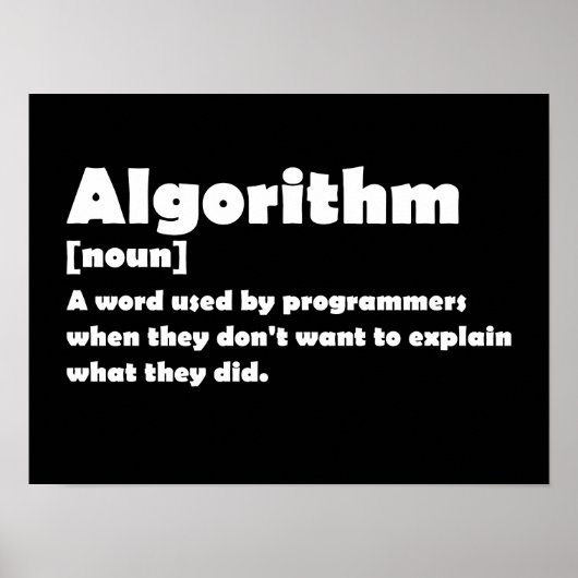 Algorithm Funny Dictionary Definition Programmer Poster (Vorne)