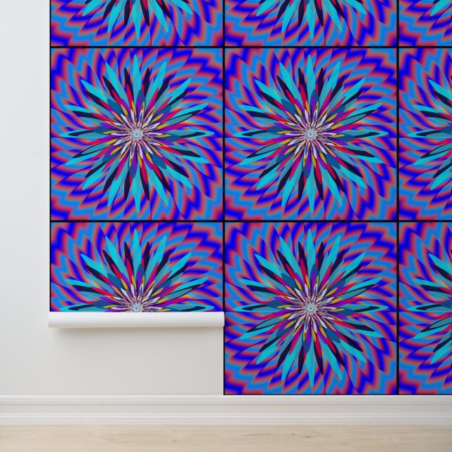 Algorithmische farbenfrohe Mandala-Wandkunst-Dekor Tapete (Anwendung)