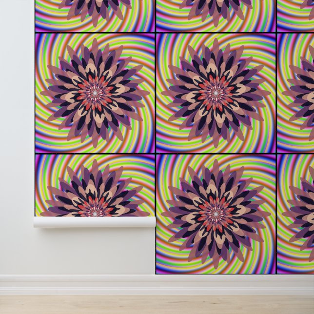 Algorithmisches Farbige Florale Mandala-Kunstmuste Tapete (Anwendung)