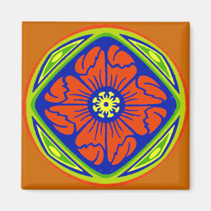 Alhambra Blume Tile Circle Magnet