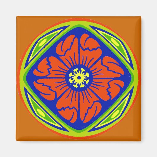 Alhambra Blume Tile Circle Magnet (Vorne)