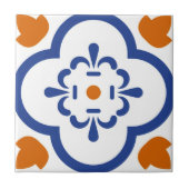 Alhambra-Fliesen, orange blaue Blumen Fliese (Vorderseite)