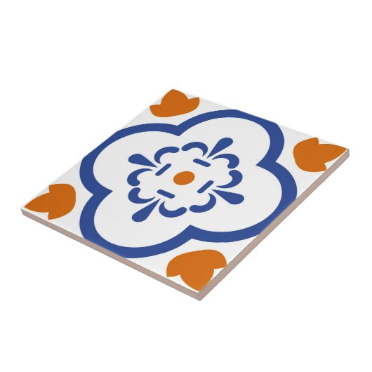 Alhambra-Fliesen, orange blaue Blumen Fliese (Seite)