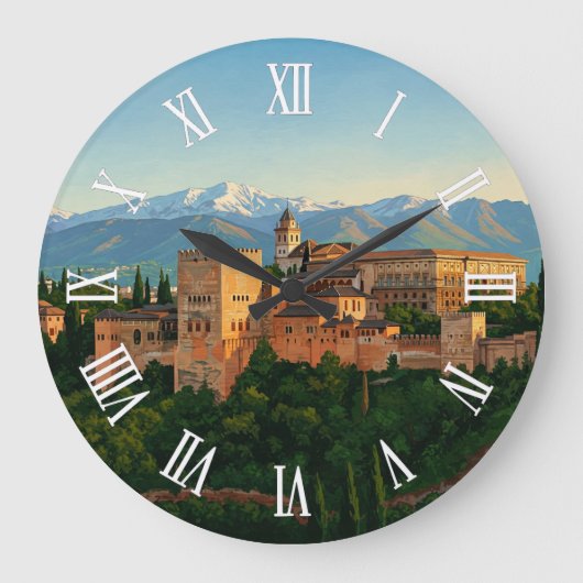 Alhambra Granada Spain Travel Große Wanduhr (Vorderseite)
