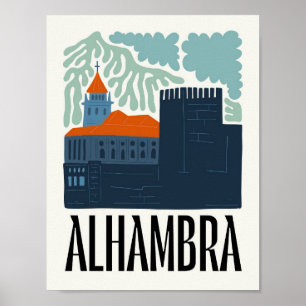 Alhambra Granada Spanien abstrakt Reise floral Kun Poster