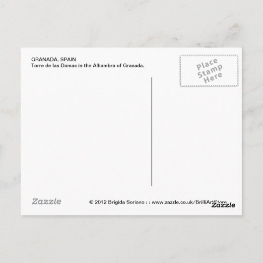 Alhambra Granada Spanien Postcard Postkarte (Rückseite)