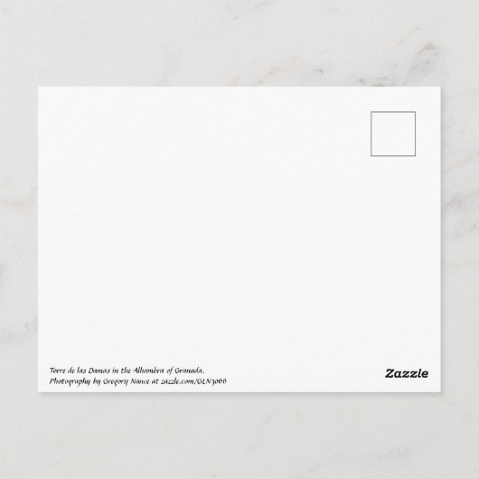 Alhambra, Granada Spanien Postkarte (Rückseite)