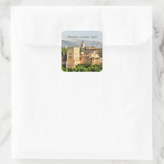 Alhambra, Granada, Spanien Quadratischer Aufkleber (Tasche)