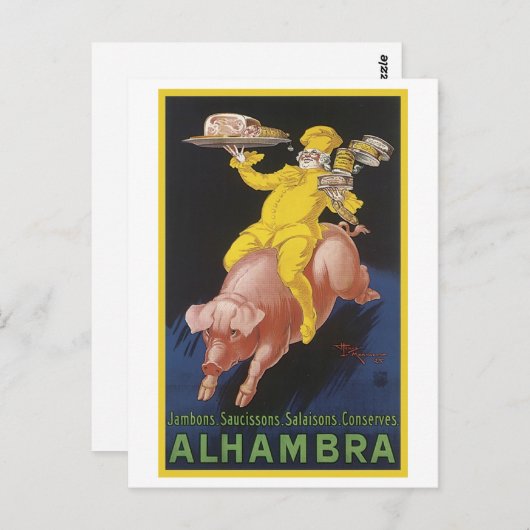 Alhambra Ham Flying Pig Ad Postkarte (Vorne/Hinten)