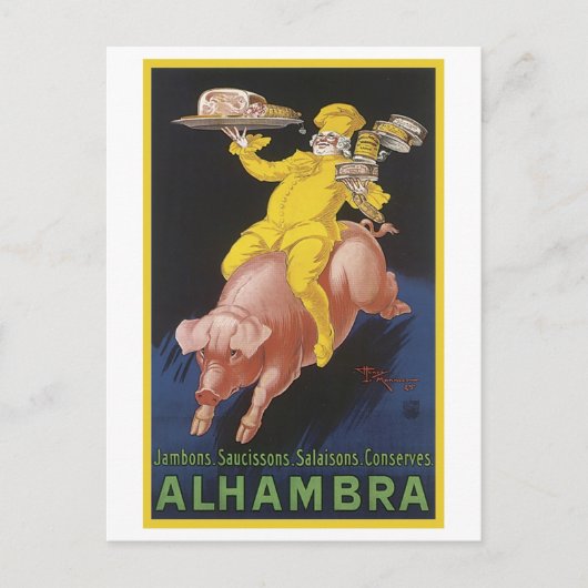 Alhambra Ham Flying Pig Ad Postkarte (Vorderseite)