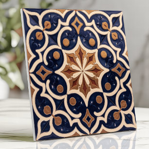Alhambra Moorish Geometric Navy Blue Gold Fliese