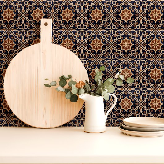 Alhambra Moorish Geometric Navy Blue Gold Fliese