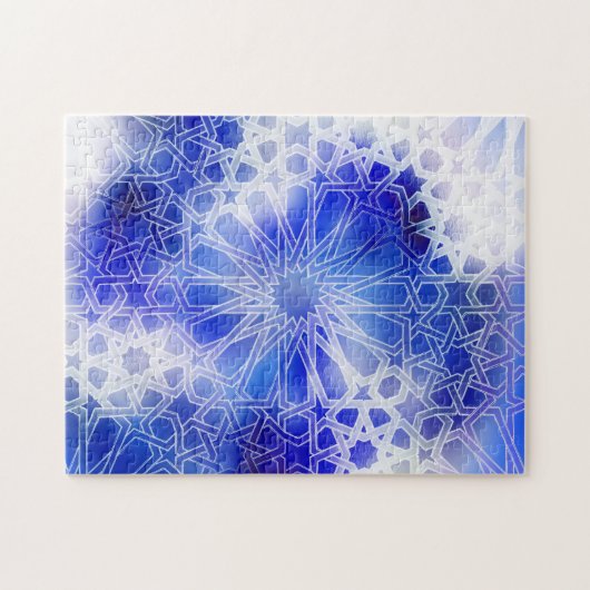 Alhambra-Muster-Blau Puzzle (Horizontal)