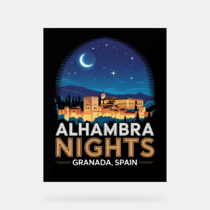 Alhambra Nights - Granada Spanien Reisen Kunst, Di Acrylschild