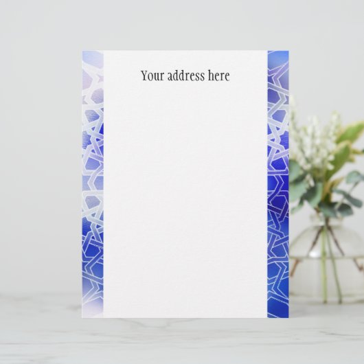 Alhambra Pattern Blue Briefbogen (Stehend Vorderseite)