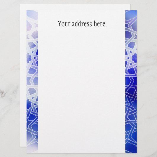 Alhambra Pattern Blue Briefbogen (Vorne/Hinten)