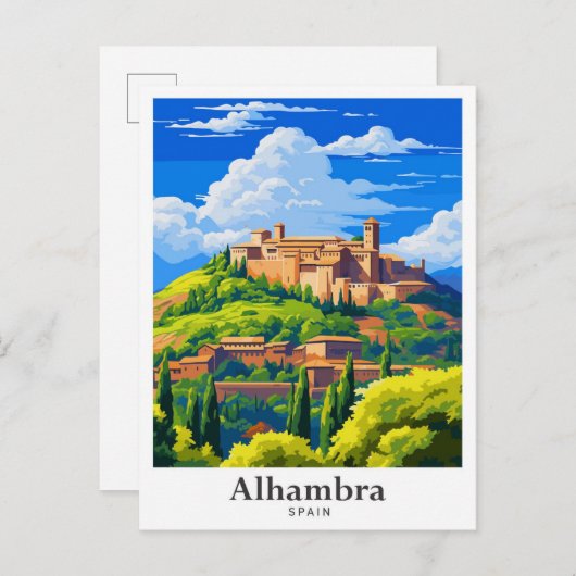 Alhambra Spanien Kunst, Dichtung und Musik Postkarte (Vorne/Hinten)
