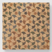 Alhambra-Stern-Mosaik Warm-Farbe Steinuntersetzer (Vorderseite)