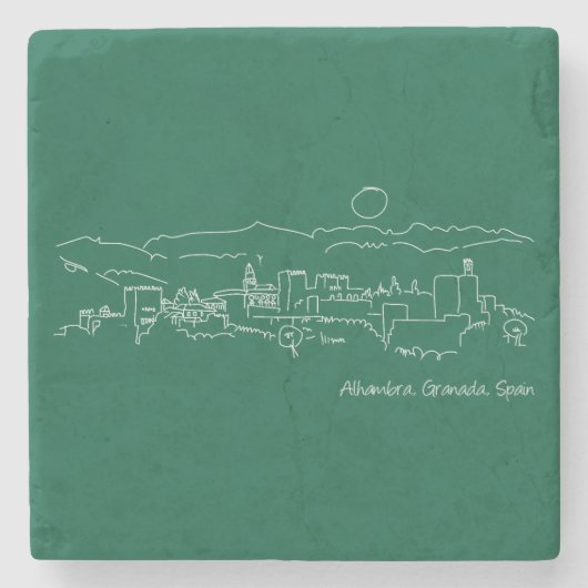 Alhambra Sunset Steinuntersetzer (Vorderseite)
