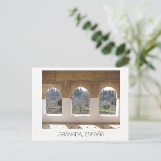 Alhambra windows ~ Granada, Spanien Postkarte (Stehend Vorderseite)