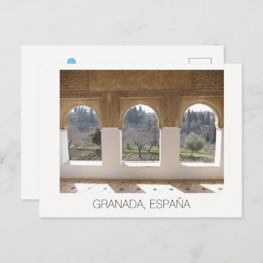 Alhambra windows ~ Granada, Spanien Postkarte (Vorne/Hinten)