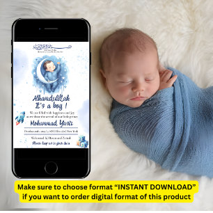 Alhamdulillah ist eine junge, blaue Muslimgeburt Einladung