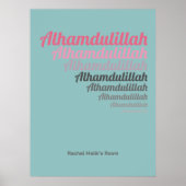 Alhamdulillah Typografie Aquamarin Pink Kinderzimm Poster (Vorne)