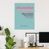 Alhamdulillah Typografie Aquamarin Pink Kinderzimm Poster (Heimbüro)