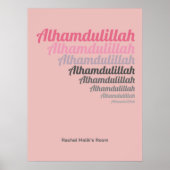 Alhamdulillah Typografie Pink Kinderzimmer Custom Poster (Vorne)