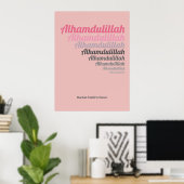 Alhamdulillah Typografie Pink Kinderzimmer Custom Poster (Heimbüro)