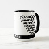 Alhamdulillah Typografie Schwarz auf der weißen Mo Tasse (VorderseiteRechts)